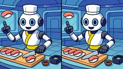Hlavolam: Nájdite 3 rozdiely na obrázku robota – sushi majstra za 23 sekúnd